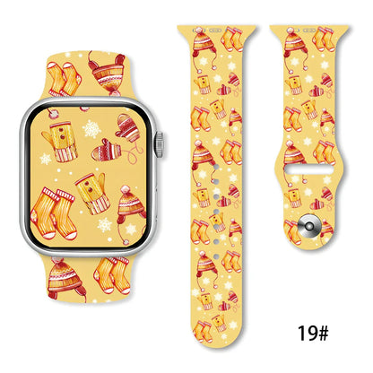 Christmas silicone watch strap in solid colours fitting 38-49mm watches with 30 colour options