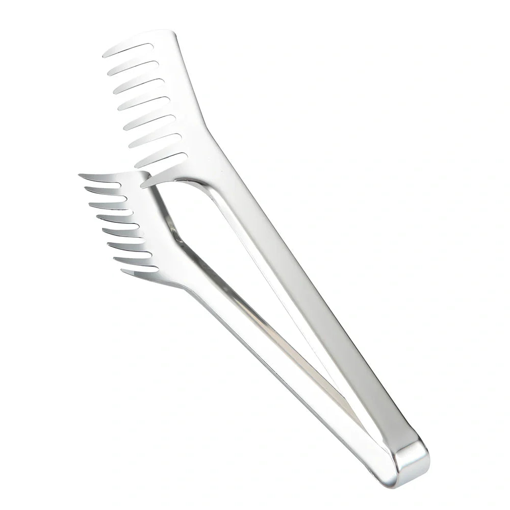 23cm stainless steel kitchen food tongs with secure grip mechanism for cooking
