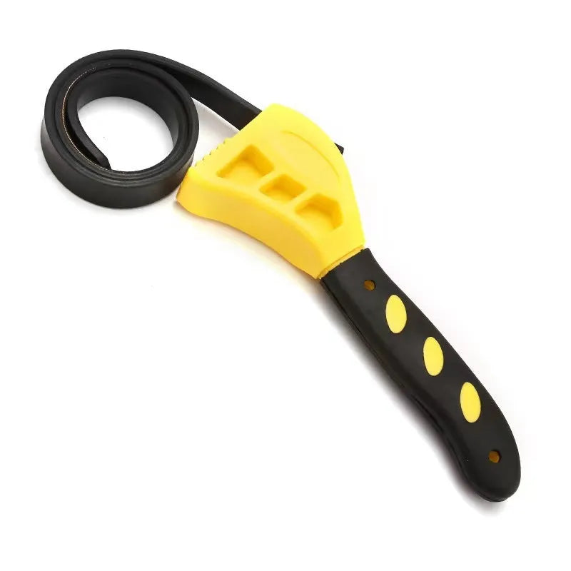 Adjustable rubber strap wrench showing phosphated finish and 21.5cm length with measurement scale