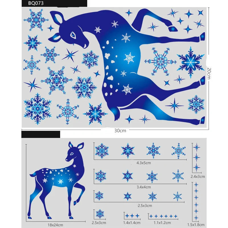 Christmas Elk Snowflake Sticker Decoration for glass and walls, festive holiday decor