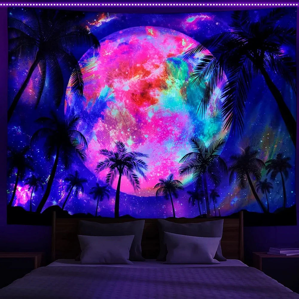 Purple geometric abstraction pattern wall decoration cloth with rectangular shape and machine-woven polyester construction