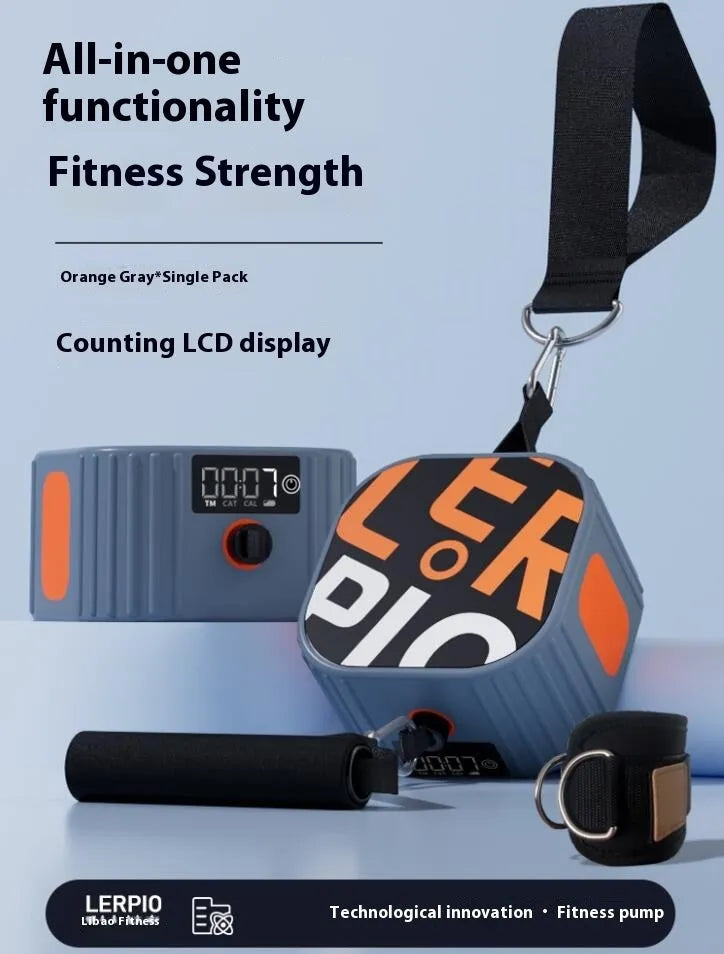 Adjustable resistance training tensioner in blue grey or orange grey colours with 2-20kg resistance range