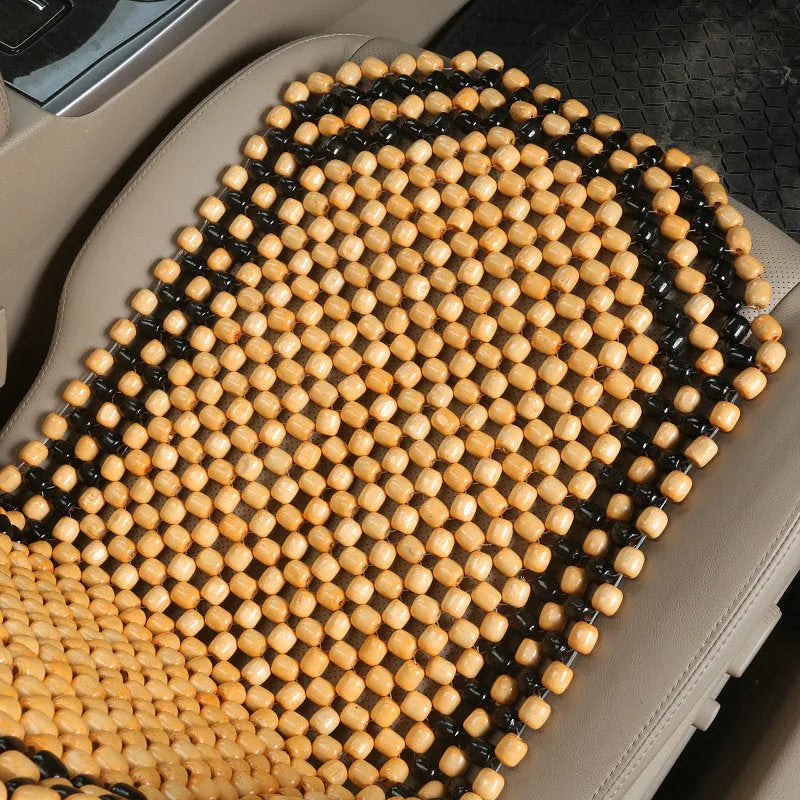 Universal ventilated car seat cushion in beige or black for summer driving comfort
