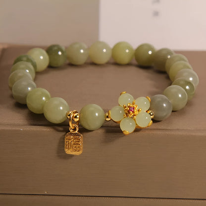 Women's casual bracelet with a grey jade stone set in an alloy metal band.