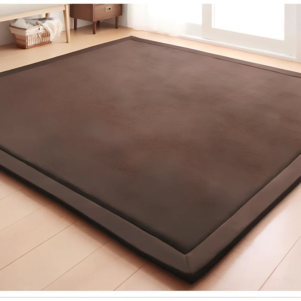 Thick coral velvet tatami mat with 2-3cm pile height for baby crawling protection on floors