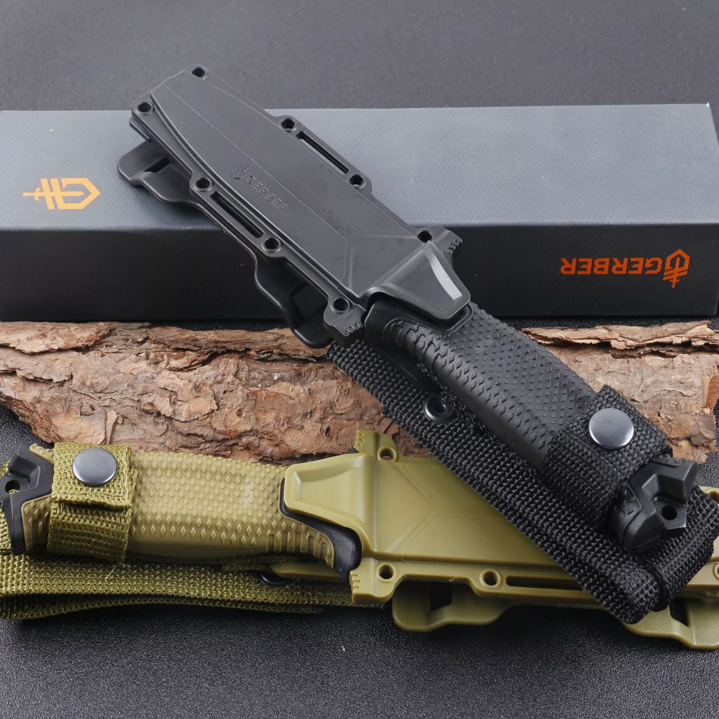 Wilderness Survival Jungle Adventure Diving Gaiter Knife with gun titanium coating and FRN handle