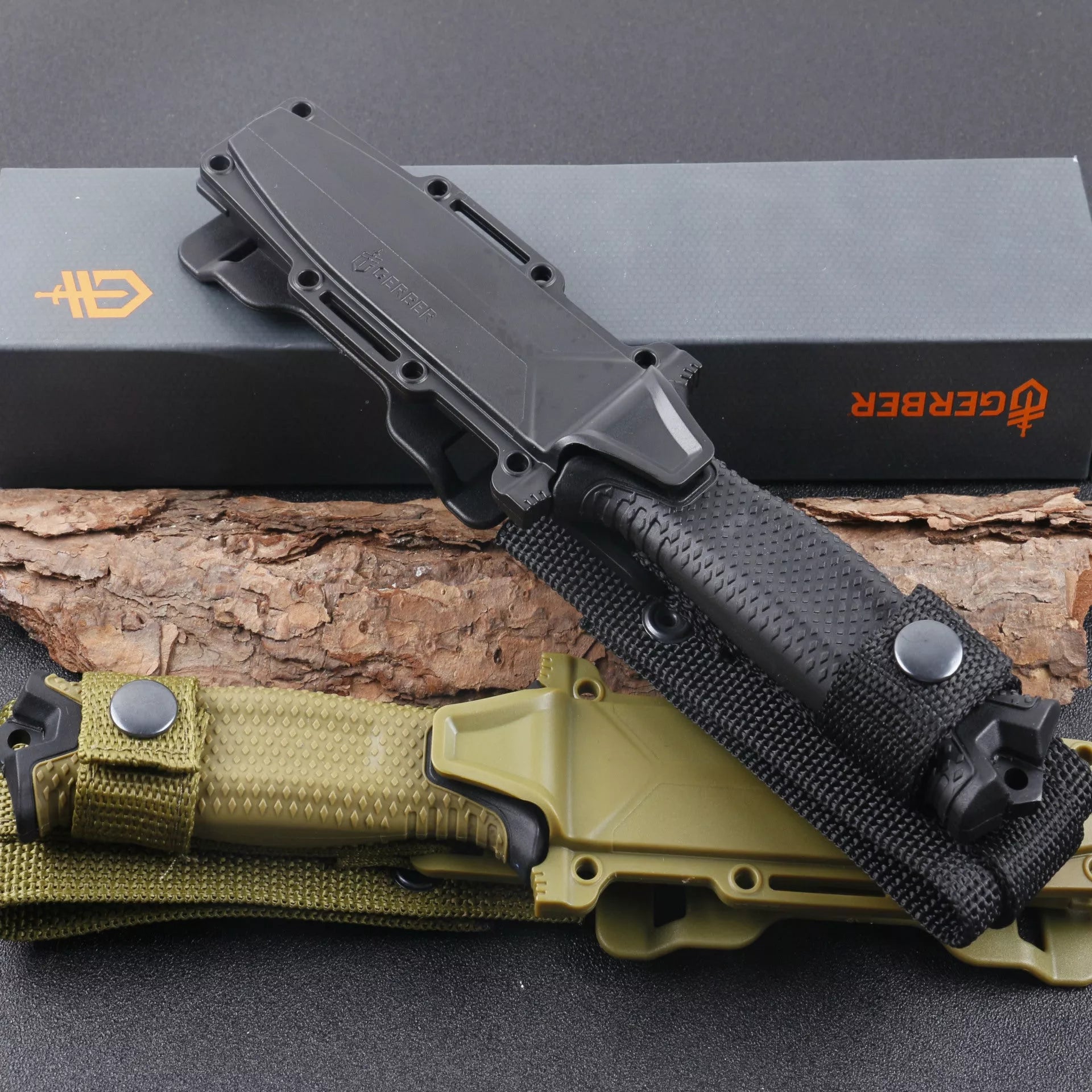 Wilderness Survival Jungle Adventure Diving Gaiter Knife with gun titanium coating and FRN handle