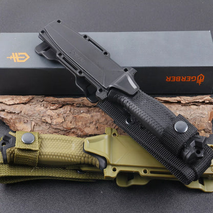 Wilderness Survival Jungle Adventure Diving Gaiter Knife with gun titanium coating and FRN handle