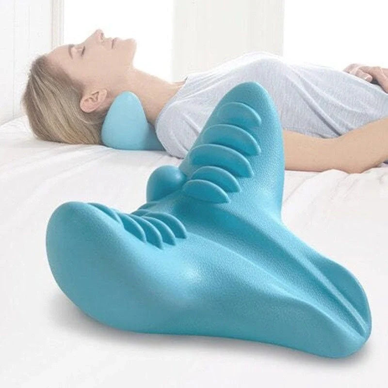 Blue gravity acupressure neck massager pillow for cervical spine relief