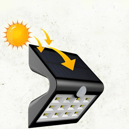 Solar outdoor wall light with dimensions 120x80x110mm for garden security lighting