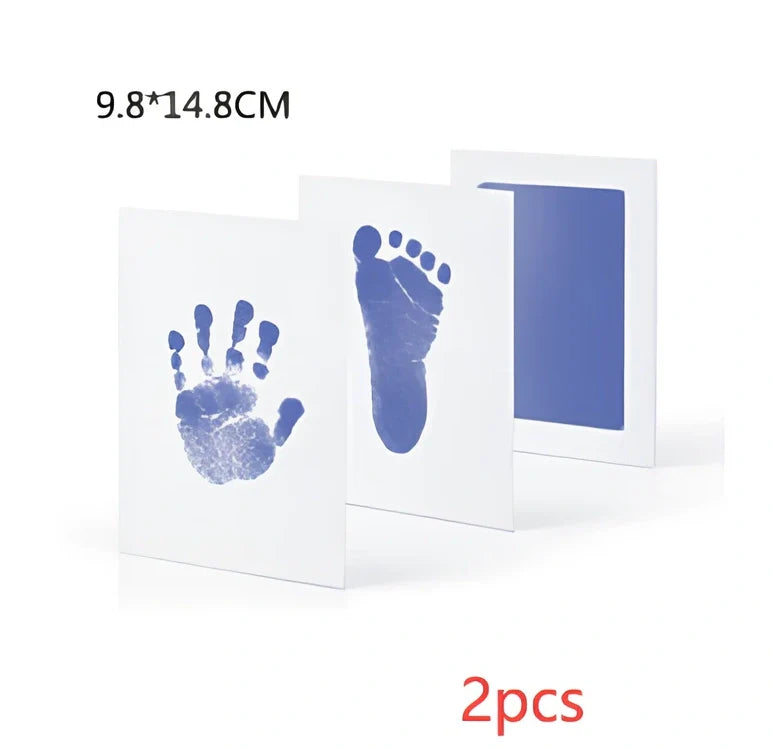 Disposable ink baby hand and foot print kit with six colour options and two size formats