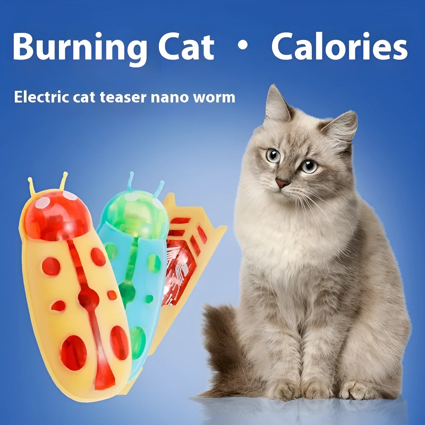 Electric jumping insect cat teaser toy measuring 4.5cm with six colour variations in plastic construction