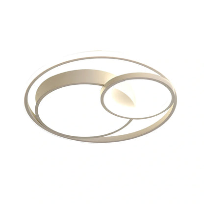 Nordic nested round chandelier with wrought iron frame and LED lighting in black finish