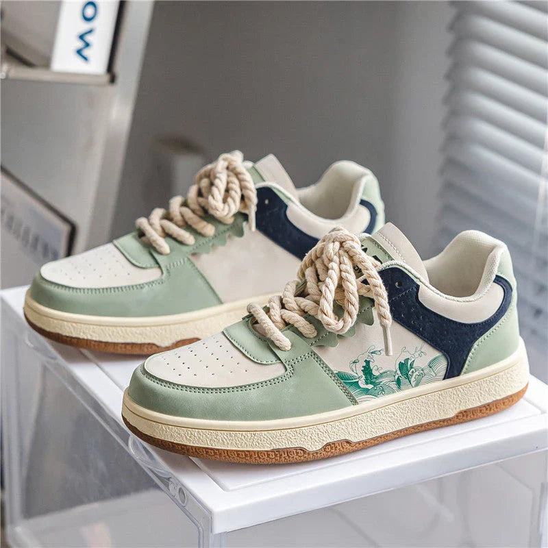 Comfortable lace-up casual shoes for stylish men, featuring a soft, thick sole, breathable design, and trendy color options