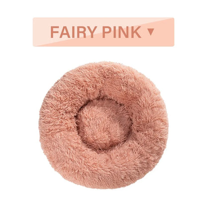 XXL fluffy donut dog bed in luxury long plush with 100cm diameter for large pets