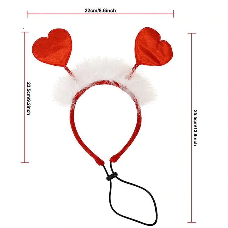Adorable Valentine's Day pet hairband and scarf set for dogs