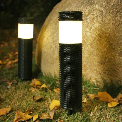 Abstract outdoor waterproof garden light measuring 65mm diameter with three lighting mode options