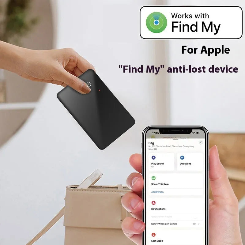 Black pet tracking device with wireless charging and NFC connectivity measuring 85mm