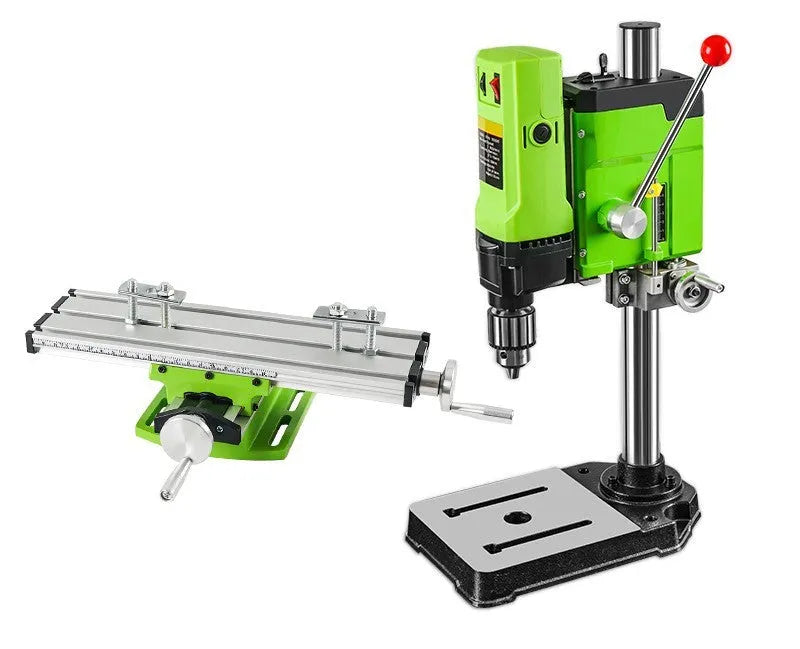Mini bench drill milling machine with steel construction and chuck for drilling bits