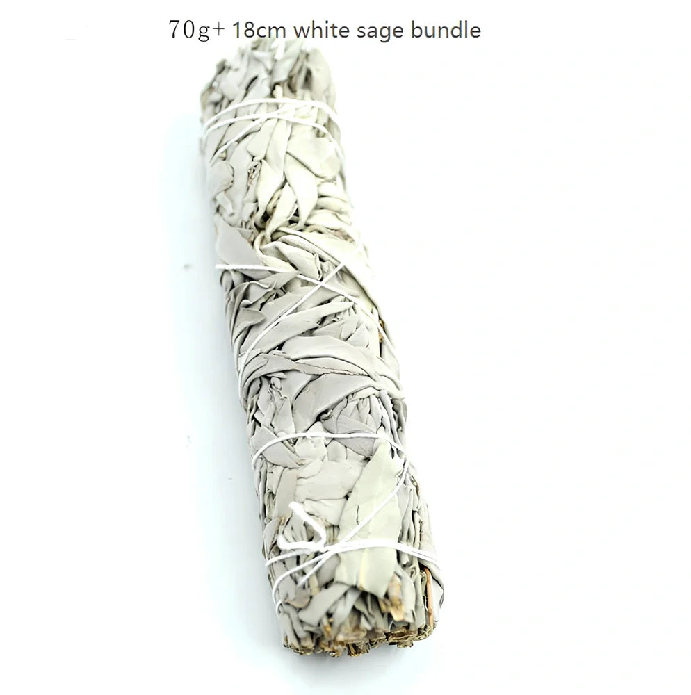 18cm white sage pure leaf bundle, 70g weight, for 2-hour space purification and crystal cleansing