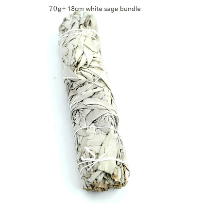 18cm white sage pure leaf bundle, 70g weight, for 2-hour space purification and crystal cleansing