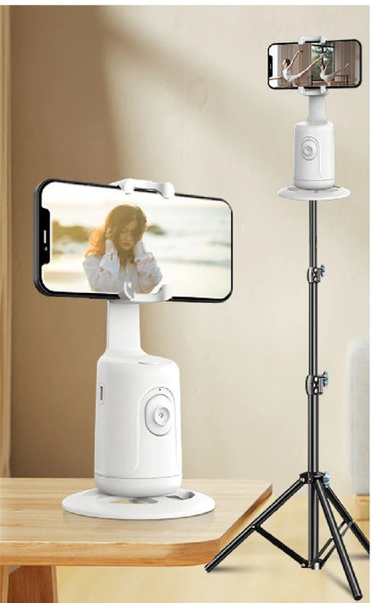 360° Auto-Tracking Smartphone Gimbal with AI Face Tracking, Stabilization, and 360° Rotation for Vlogging, Live Streaming, and Video Recording