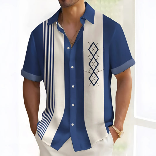 Multicolour printed men's loose-fit casual shirt in cardigan style