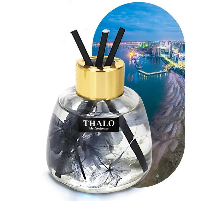 Glass car perfume ornament bottle with loose incense in six scent options for vehicle decoration