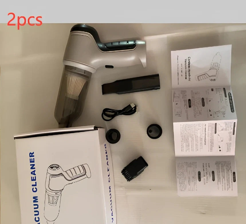 Portable cordless vacuum cleaner with USB charging for car and home use