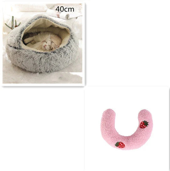 Cozy pet bed with plush and warm fabric for cats and dogs
