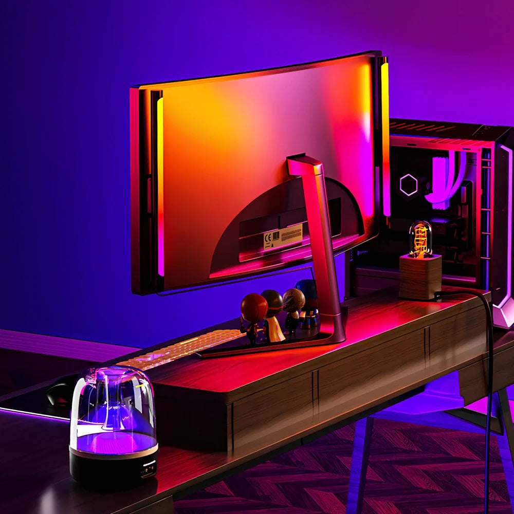 RGB music atmosphere light set with magnetic mounts and USB connectivity for desktop gaming rooms