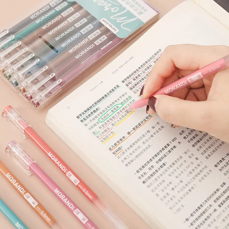 Retro hand account set gel pens with 0.5mm needle tip in Nordic, Retro, Salt, or Sweet series, plastic shell, 15.2cm x 8.5cm