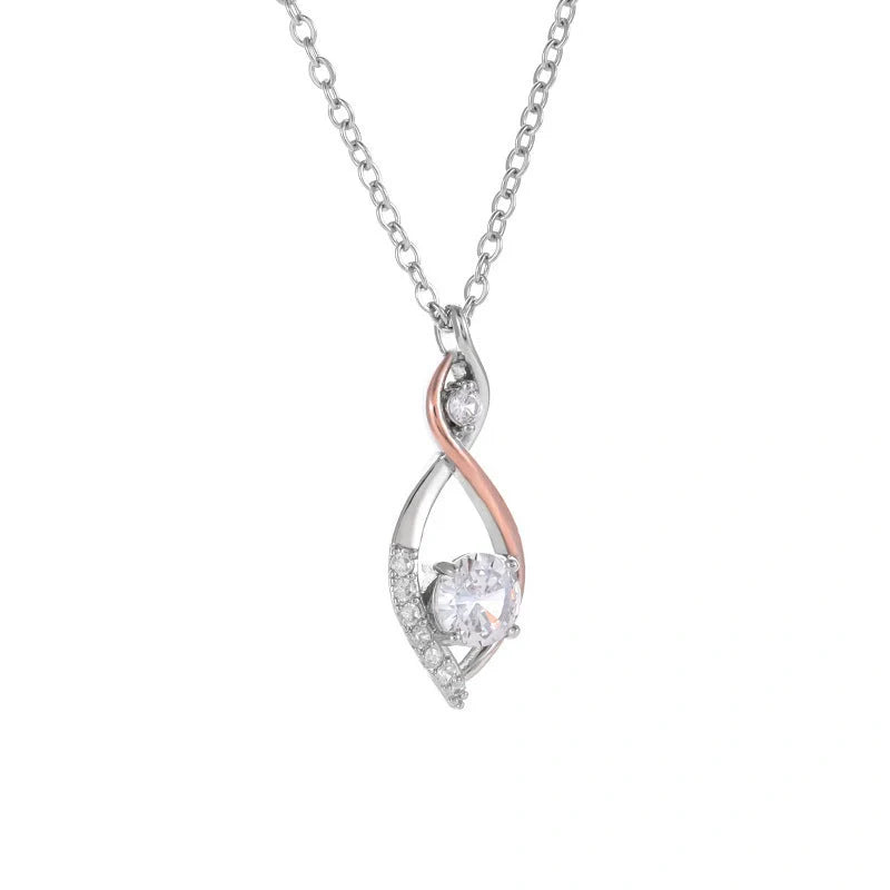 Elegant copper necklace with a two-tone gemstone pendant, showcasing a modern and sophisticated design.