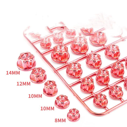 Set of 30 coloured ABS plastic screw caps for motorcycle engine bolt head customisation.