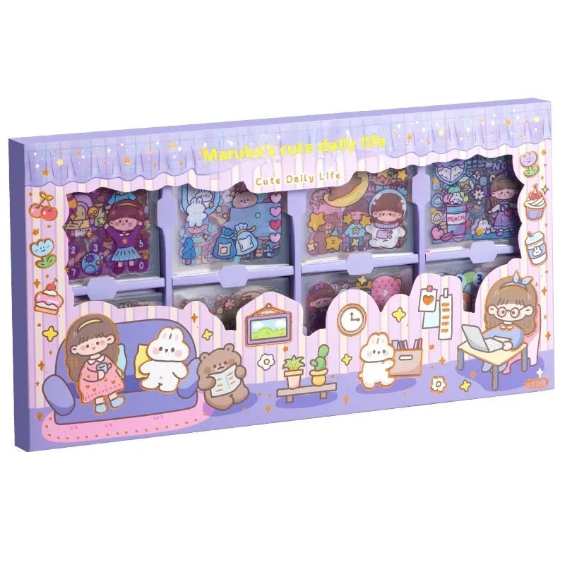 Sticker Goo Card Notebook open showing themed sticker sheets and colouring pages.