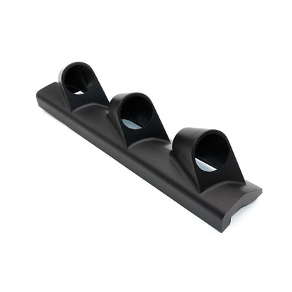 Black car instrument frame with three holes for 52mm gauge mounting in right-drive configuration