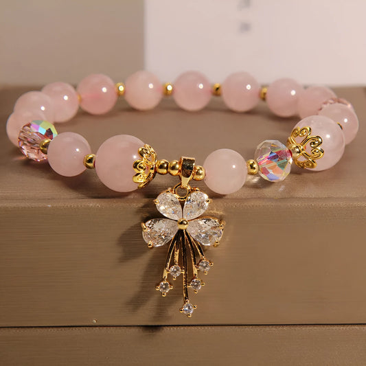 Unisex crystal normcore style bracelet in Aquamarine Butterfly or Pink Crystal Butterfly colour.