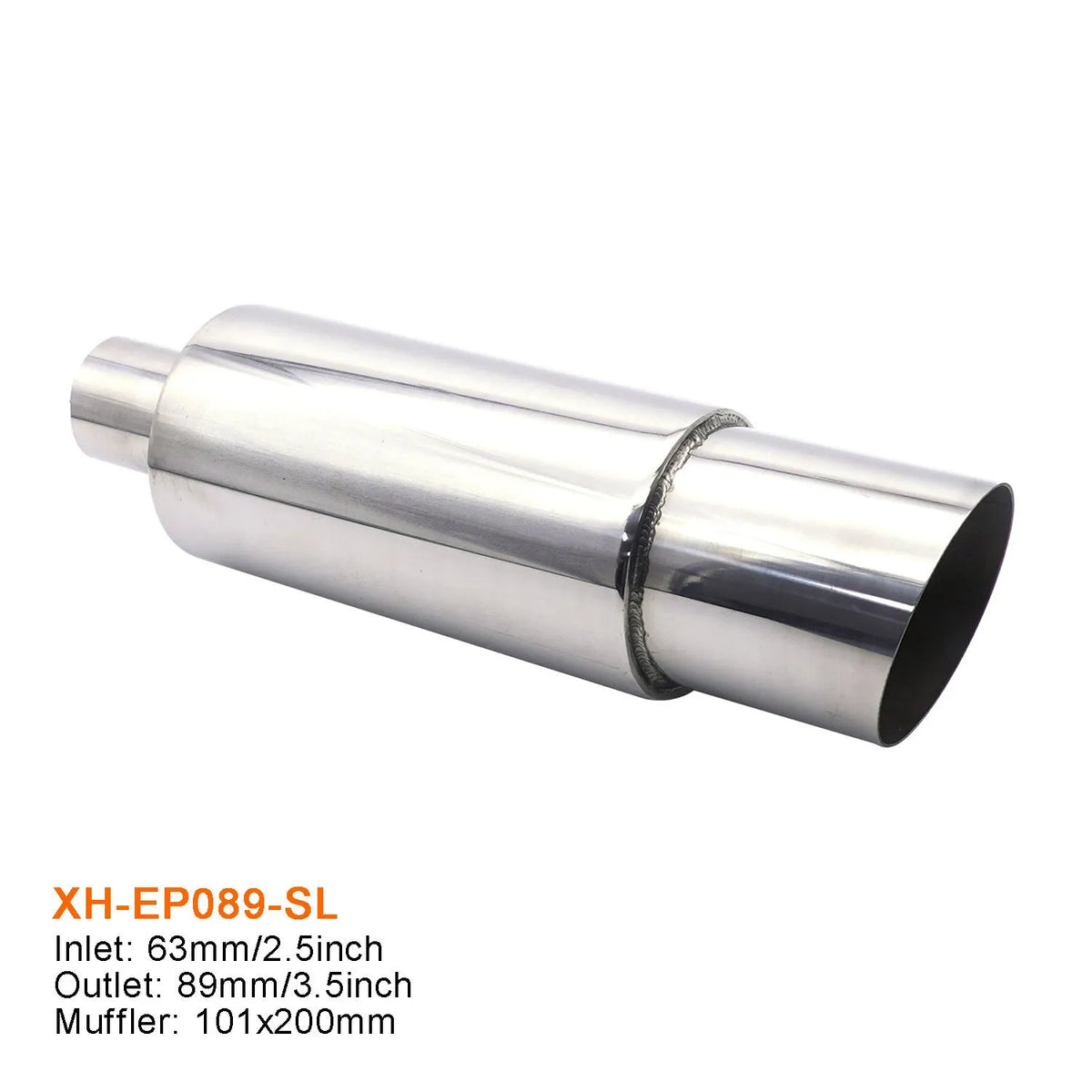 Stainless steel car modification exhaust pipe EP089 silver tail drum 200mm length single component