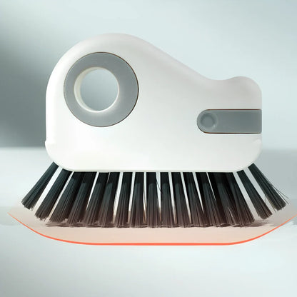Groove cleaning brush with grey handle and pig bristle head for window track and kitchen cleaning