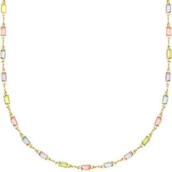 Geometric glass crystal pendant on an adjustable silver-tone alloy necklace, shown at 45cm length.