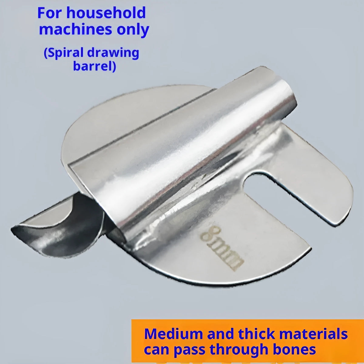 Spiral edge folder sewing hemmer with towel tube sizes from 3MM to 10MM, shown as single or set of eight