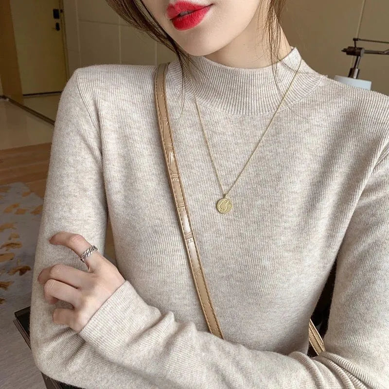 Slim fit long sleeve viscose shirt in Apricot colour with 50cm length and regular sleeves for layering