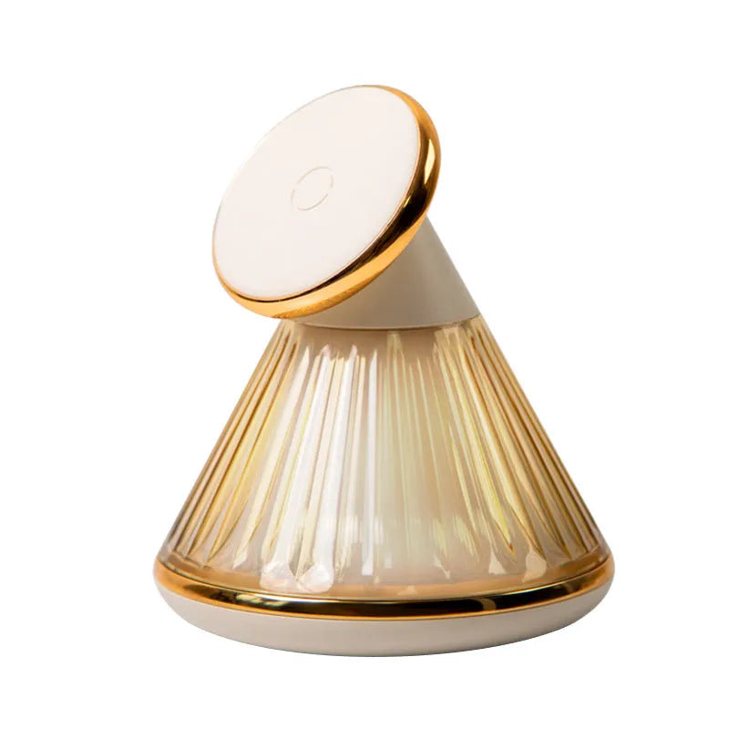Night table lamp with integrated wireless charging seat in champagne gold or metallic gun colour finish