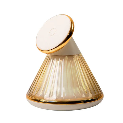 Night table lamp with integrated wireless charging seat in champagne gold or metallic gun colour finish