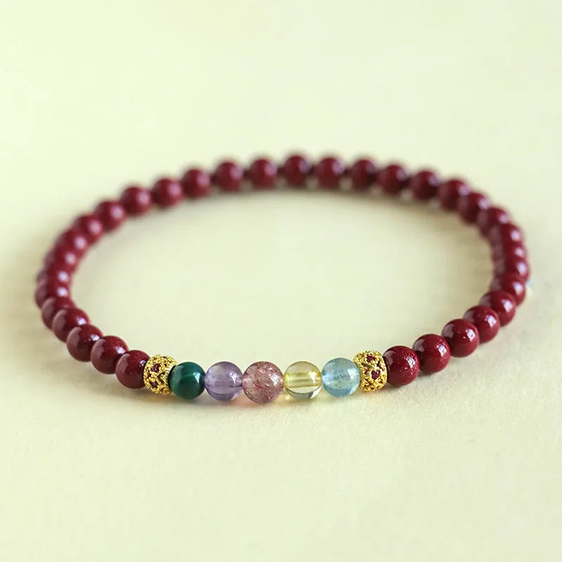 Handmade purple gold sand crystal bead bracelet on an adjustable string, shown in couple style.