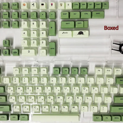 124 PBT keycaps with matcha theme and dye-sublimated legends for mechanical keyboards