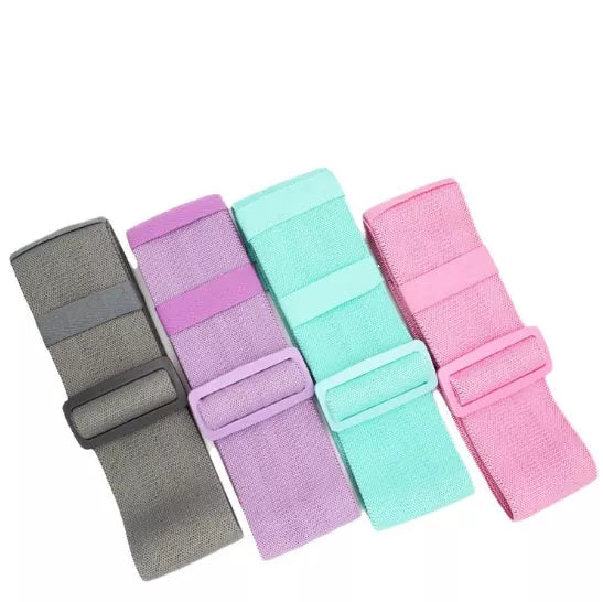 Aolikes Adjustable Fitness Stretch Training Booty Bands in grey, purple, pink, and blue
