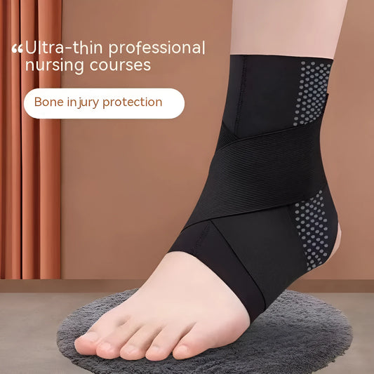Lycra cloth ankle support brace for adults in black and skin colour, sizes L to XXL.
