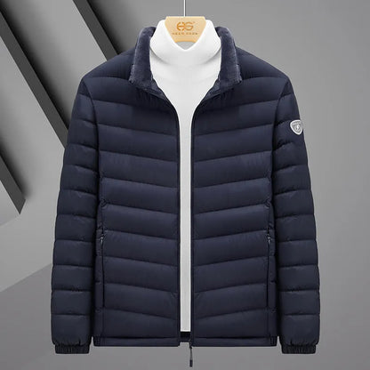 Plus size grey goose feather padded jacket, non-hooded, 50cm length, men's and women's colours, sizes S to 6XL