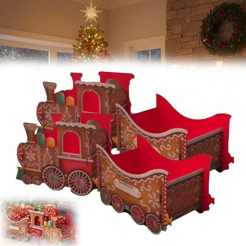 Red and green Santa Claus train Christmas decoration measuring 30cm long with plastic construction